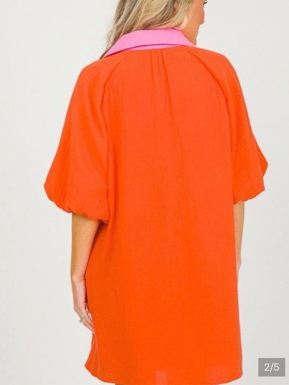 Thml orange pink collar dress M - Picture 4 of 4